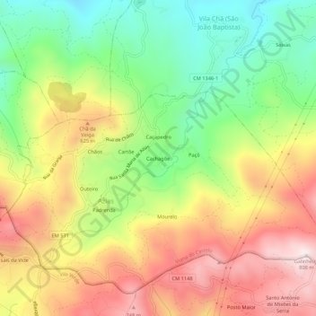 Mappa topografica Cachagõe, altitudine, rilievo