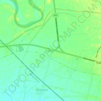 Mappa topografica Kayaga, altitudine, rilievo