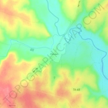Mappa topografica Pidcoke, altitudine, rilievo