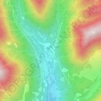 Mappa topografica Val Malene, altitudine, rilievo