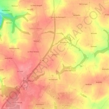 Mappa topografica Le Gaco, altitudine, rilievo