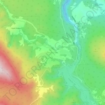 Mappa topografica Plitvica Selo, altitudine, rilievo