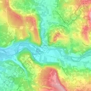 Mappa topografica Lumières, altitudine, rilievo