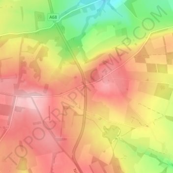 Mappa topografica Kiln Pit Hill, altitudine, rilievo