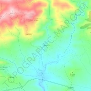Mappa topografica Sanceriz, altitudine, rilievo