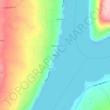 Mappa topografica Catawba, altitudine, rilievo