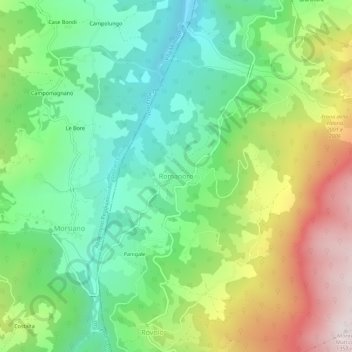 Mappa topografica Romanoro, altitudine, rilievo