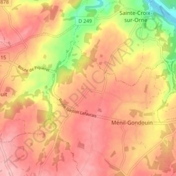 Mappa topografica Le Sacq, altitudine, rilievo