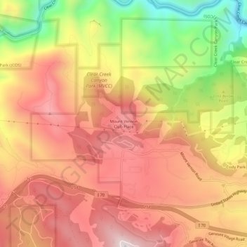Mappa topografica Mount Vernon Club Place, altitudine, rilievo
