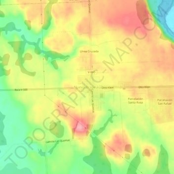Mappa topografica Nueva Braunau, altitudine, rilievo