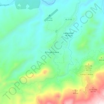 Mappa topografica El Cortijo Grande, altitudine, rilievo