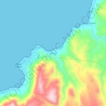 Mappa topografica Coloso, altitudine, rilievo