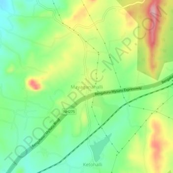 Mappa topografica Mayaganahalli, altitudine, rilievo