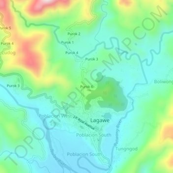 Mappa topografica Purok 6, altitudine, rilievo