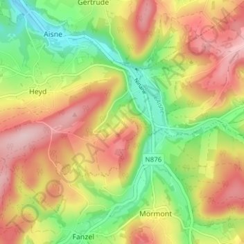 Mappa topografica Lignely, altitudine, rilievo