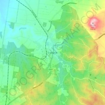 Mappa topografica Creswick, altitudine, rilievo