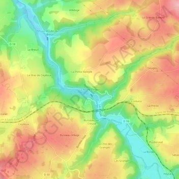 Mappa topografica La Roche Etroite, altitudine, rilievo