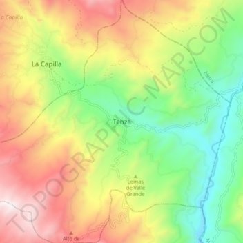 Mappa topografica Tenza, altitudine, rilievo