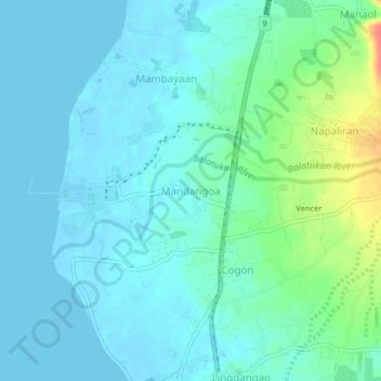 Mappa topografica Mandangoa, altitudine, rilievo