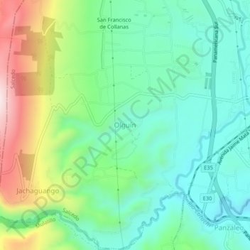 Mappa topografica Olguín, altitudine, rilievo