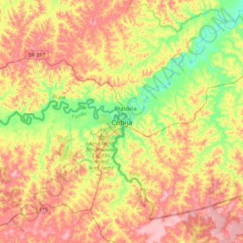 Mappa topografica Cobija, altitudine, rilievo