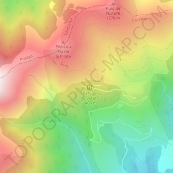Mappa topografica Batère, altitudine, rilievo