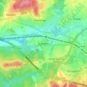 Mappa topografica Stockem, altitudine, rilievo
