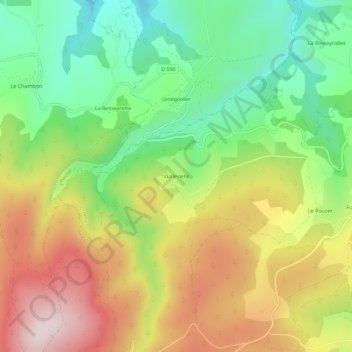 Mappa topografica Viallevielle, altitudine, rilievo