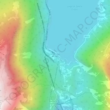 Mappa topografica Santa Croce del Lago, altitudine, rilievo