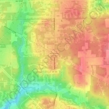 Mappa topografica McFarlands Corners, altitudine, rilievo
