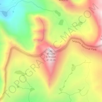 Mappa topografica Mount Ericsson, altitudine, rilievo