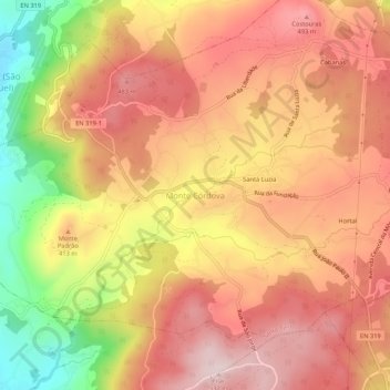 Mappa topografica Monte Córdova, altitudine, rilievo
