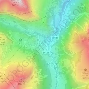 Mappa topografica Baretge, altitudine, rilievo