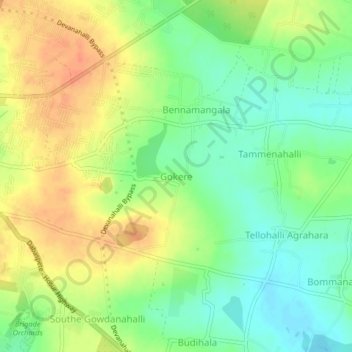 Mappa topografica Gokere, altitudine, rilievo