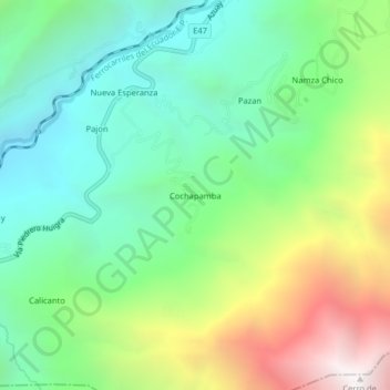 Mappa topografica Cochapamba, altitudine, rilievo