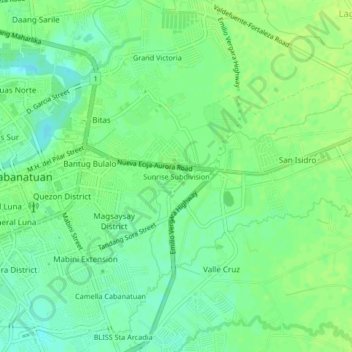 Mappa topografica Sunrise Subdivision, altitudine, rilievo