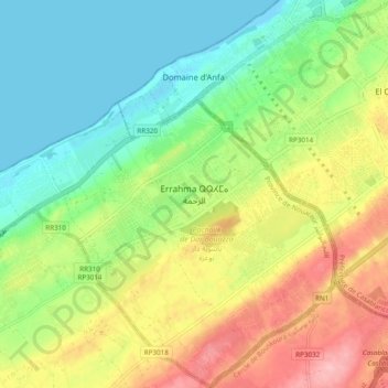 Mappa topografica Errahma, altitudine, rilievo