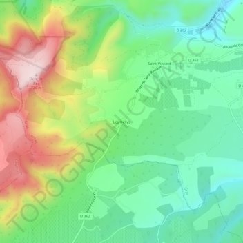 Mappa topografica Les Hellys, altitudine, rilievo