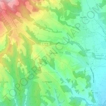 Mappa topografica Can Farell, altitudine, rilievo