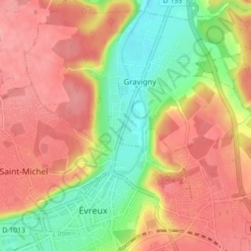 Mappa topografica Saint-Nicolas, altitudine, rilievo