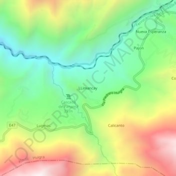 Mappa topografica LLimancay, altitudine, rilievo