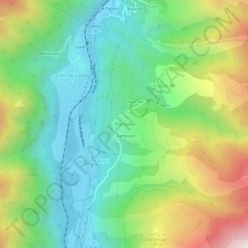 Mappa topografica Prat Naou, altitudine, rilievo