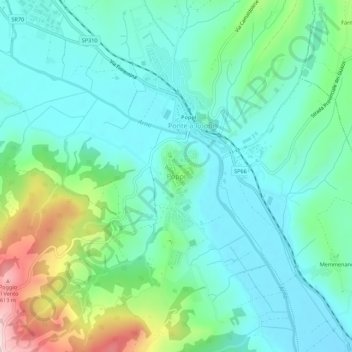 Mappa topografica Poppi, altitudine, rilievo