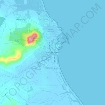 Mappa topografica Villaggio Milano, altitudine, rilievo