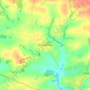 Mappa topografica Chilsworthy, altitudine, rilievo