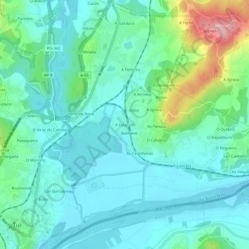 Mappa topografica A Estación, altitudine, rilievo