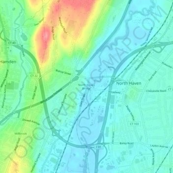 Mappa topografica North Haven Bridge, altitudine, rilievo