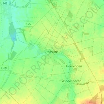 Mappa topografica Ramrath, altitudine, rilievo