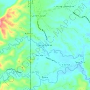 Mappa topografica Campo Gulanez, altitudine, rilievo