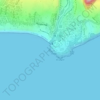 Mappa topografica Cale de Langevin, altitudine, rilievo